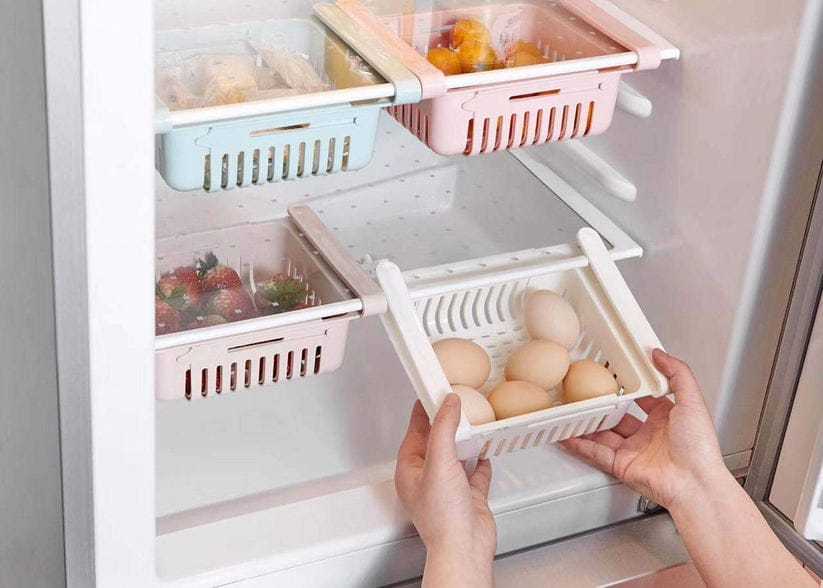 04-Stretchable Fridge Organizer Basket – Adjustable Space-Saving Storage Box