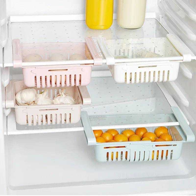 04-Stretchable Fridge Organizer Basket – Adjustable Space-Saving Storage Box