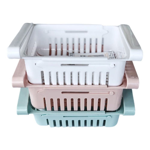 04-Stretchable Fridge Organizer Basket – Adjustable Space-Saving Storage Box