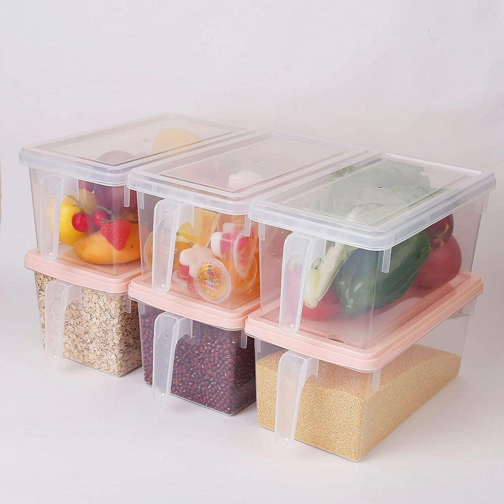 Pack of 3 Fridge Organizer Fresh Spacer Layer Storage Rack Drawer Basket Refrigerator Pull-out Drawers Fridge Freezer Storage Organizer Box with Lid and Handle Door Freezer Container Box Kitchen Organizer Plastic Basket Fruits Vegetable Basket