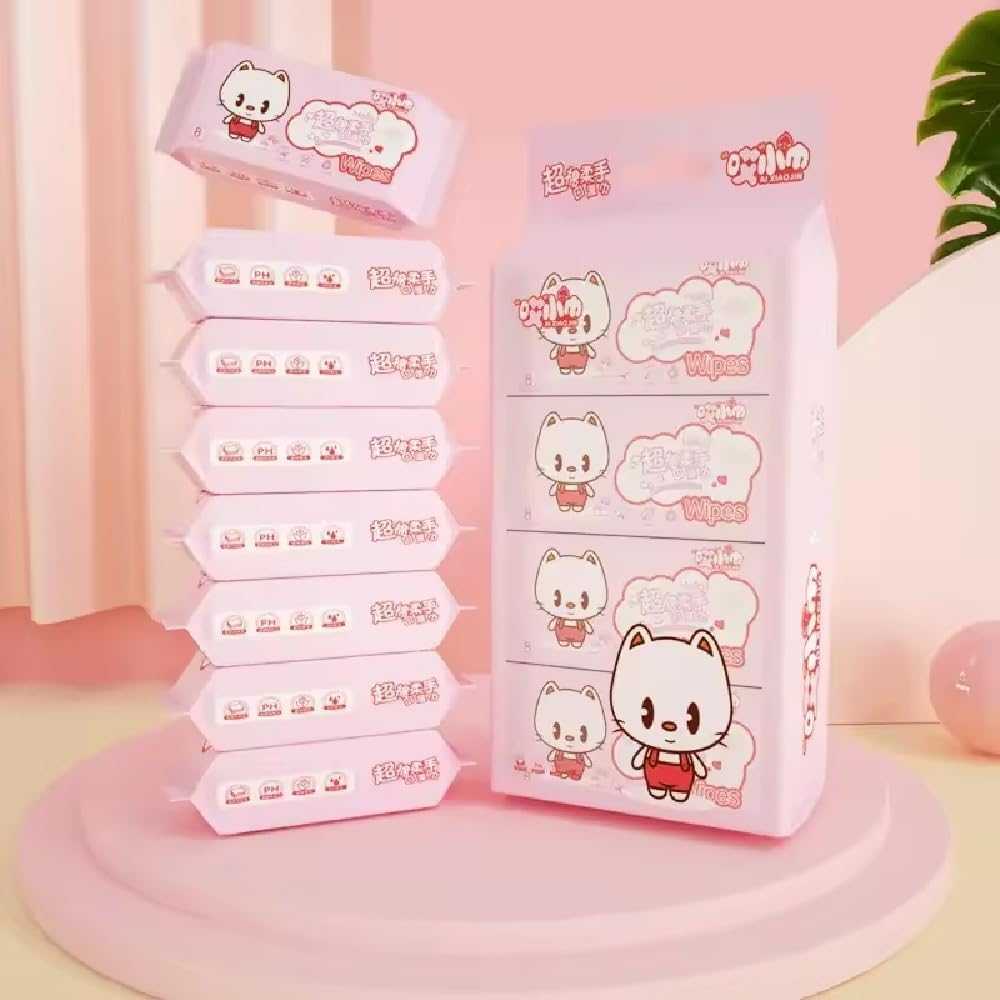 Mini Wet Wipes (8 Packets) – 64 Pieces Portable Pocket-Sized Wipes Set