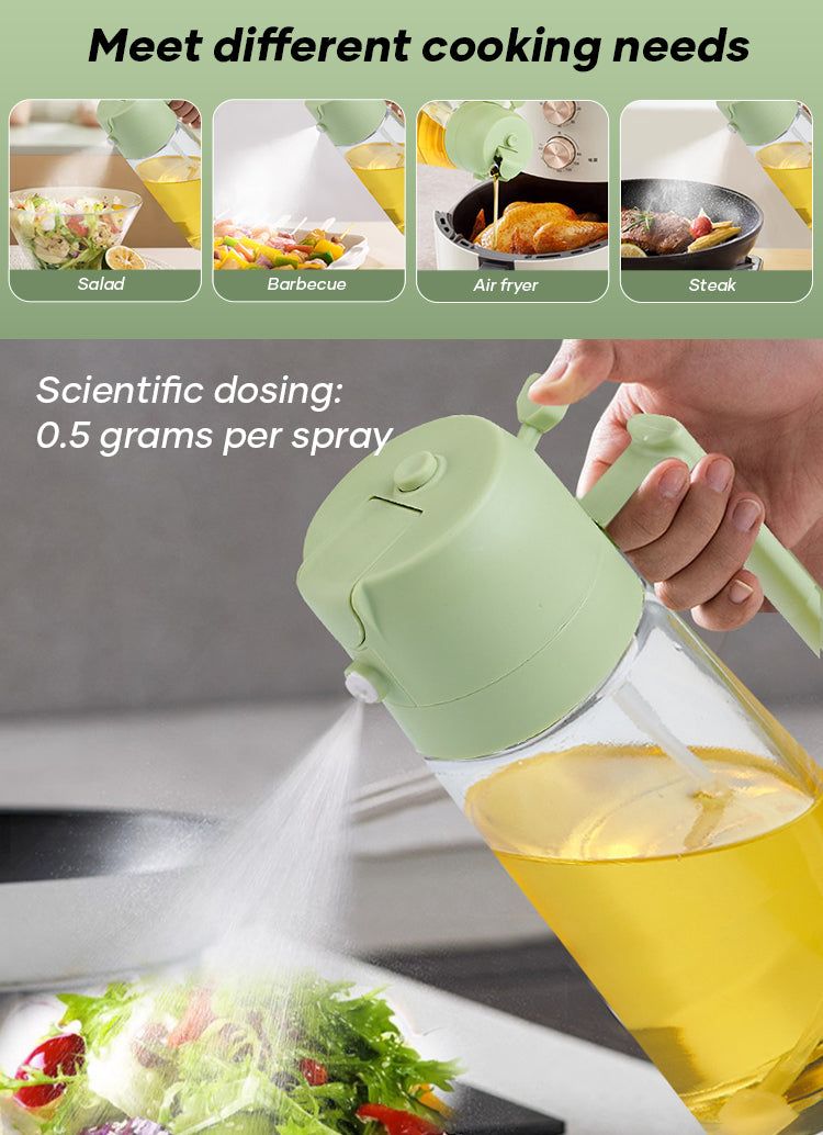 2-in-1 Oil Spray & Pour Jug – Dual Function Glass Oil Dispenser