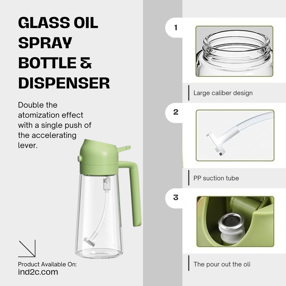 2-in-1 Oil Spray & Pour Jug – Dual Function Glass Oil Dispenser
