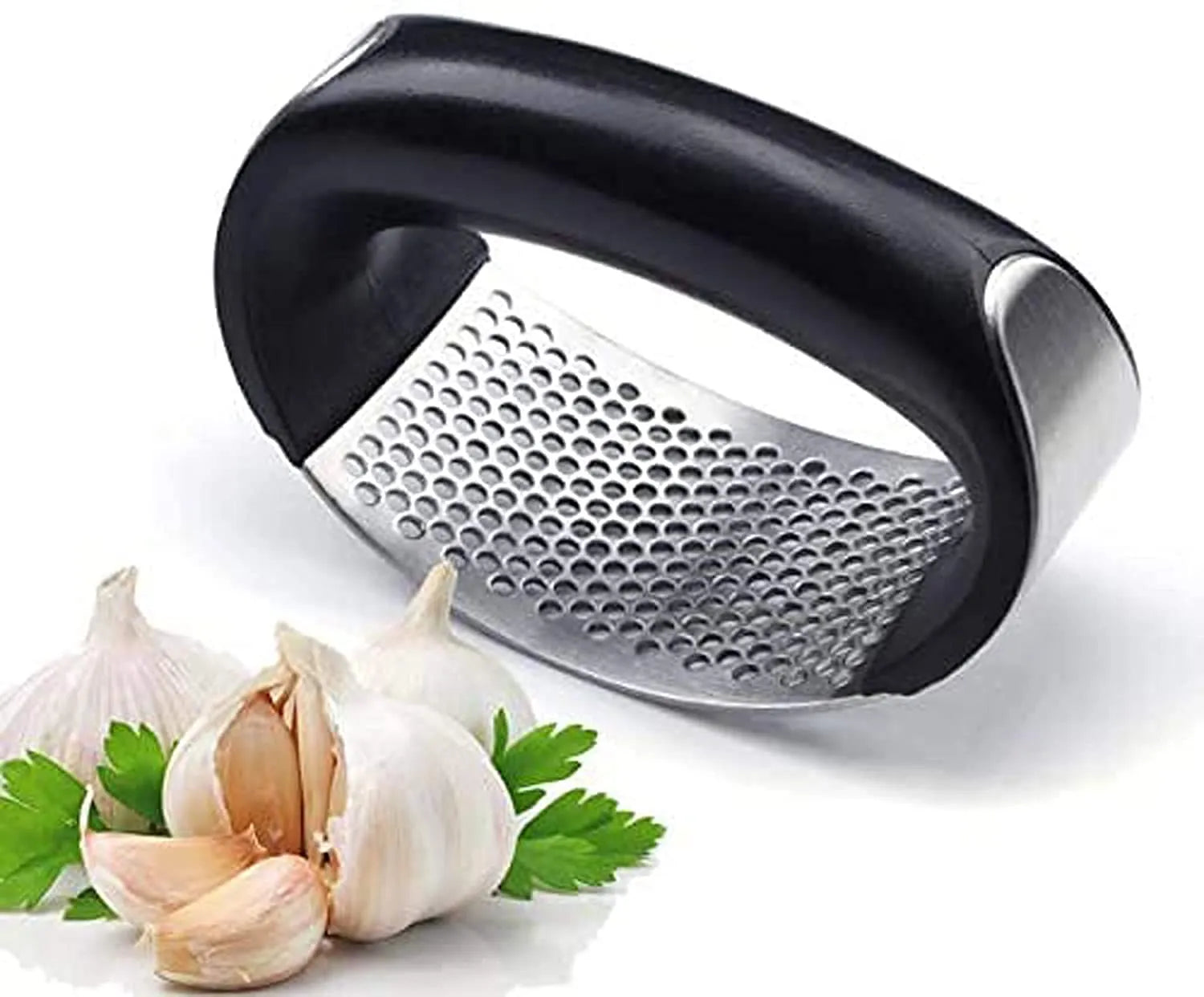 Stainless Steel Garlic Press – Manual Hand Press Kitchen Gadget