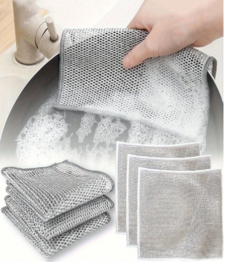 Pack of 12 Kitchen Steel Mesh Wire Dish Washer Cleaning Cloth