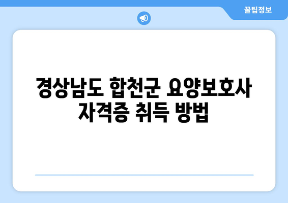 경상남도 합천군 야로면 요양보호사 자격증 | 요양보호사 국비지원 바로가기 | 내일배움카드