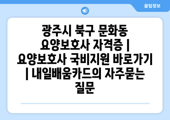 광주시 북구 문화동 요양보호사 자격증 | 요양보호사 국비지원 바로가기 | 내일배움카드