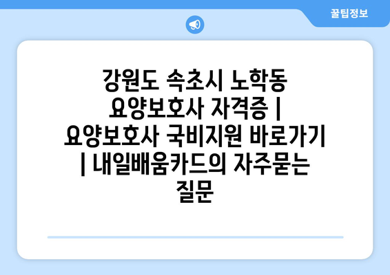 강원도 속초시 노학동 요양보호사 자격증 | 요양보호사 국비지원 바로가기 | 내일배움카드